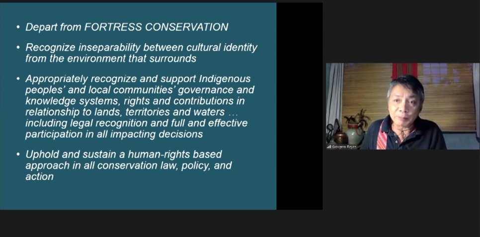 Great session at #IUCNCongress on the #wholeearth philosophy, as an ecologically & socially just approach to #conservation. Giovanni Reyes @iccaconsortium highlights 4 key points to achieve this vision @ForestPeoplesP @convivconserv @IIED 
@helentugendhat @KateDeMass @anthfletch
