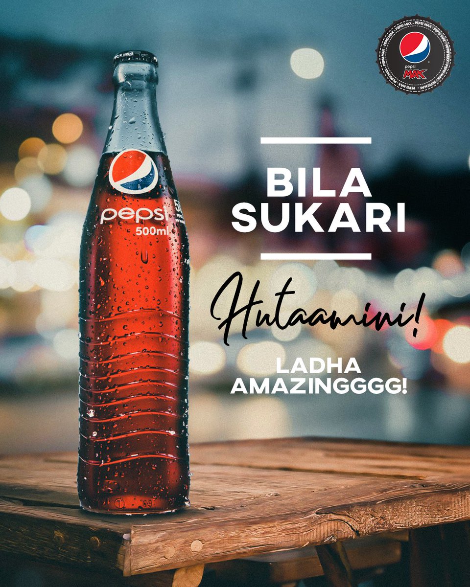Pepsi_TZ's tweet photo. Tag marafiki zako wanao #ishimpakamax , waambie hii #PepsiMax #mkubwawao si ya kukosa.
#mkubwawaokwajero inapatikana mikoa ya #daressalaam , #arusha , #mwanza na #morogoro kwa sasa.
#bilasukari
#jerotu
#kizibocheusi https://t.co/uq815kMtVY