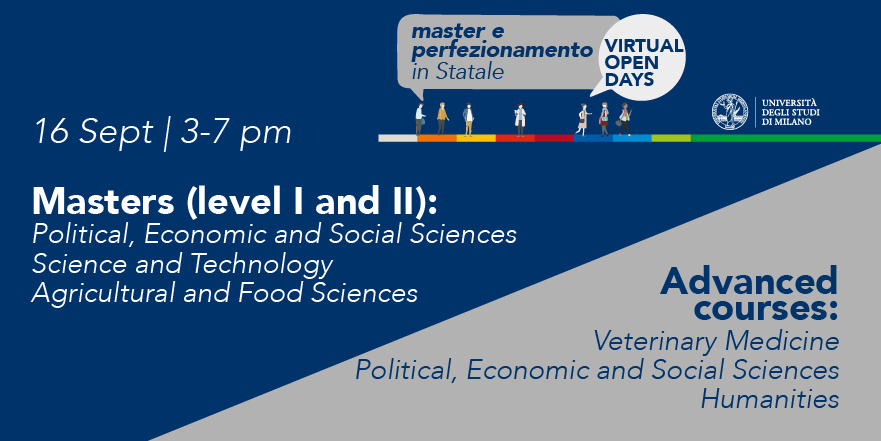 LaStatale's tweet photo. 💡 Plan your future! Join the #VirtualOpenDays of the University of Milan @LaStatale. From #today 3 pm, online live presentations, events and Q&amp;A sessions to explore upcoming masters and advanced courses.
Register online now👉 https://t.co/gDPMHipKXH https://t.co/OXFMxOJj0f