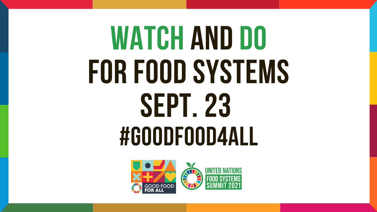 Bring your community together for better #FoodSystems 🤝 

Host a #GoodFood4All – Watch and Do Party during the #UNFSS2021!

🗓️ Sept. 23
▶️ bit.ly/UNFSS-TakeActi…
