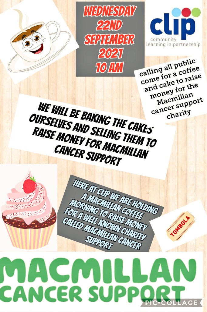 Look what our students are organising! FLARE students at our CLIP campus in Gainsborough are holding a coffee morning in aid of Macmillan Cancer Support. You are welcome to join us at The Bridge on Wed 22 Sept 10am to 1pm. <a href="/macmillancancer/">Macmillan Cancer Support</a> #MacmillanCoffeeMorning <a href="/marksandspencer/">M&S</a>