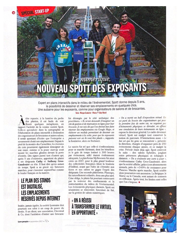 SPOTTT est dans le dernier Lyon People !!
Un dossier spécial startups très complet avec la crème de l'innovation lyonnaise (dont nos amis SHOW YOU).