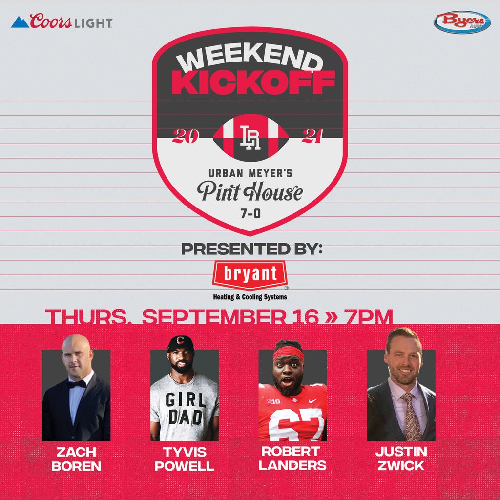 Lettermen Row (@lettermenrow) on Twitter photo Back at it tonight!
Lots to discuss and another game to get ready for as Weekend Kickoff rolls along with another great panel of Buckeyes breaking it down at <a href="/UrbansPintHouse/">Urban Meyer's Pint House</a>. Presented by Bryant Heating and Cooling Systems! Back at it tonight!
Lots to discuss and another game to get ready for as Weekend Kickoff rolls along with another great panel of Buckeyes breaking it down at <a href="/UrbansPintHouse/">Urban Meyer's Pint House</a>. Presented by Bryant Heating and Cooling Systems!