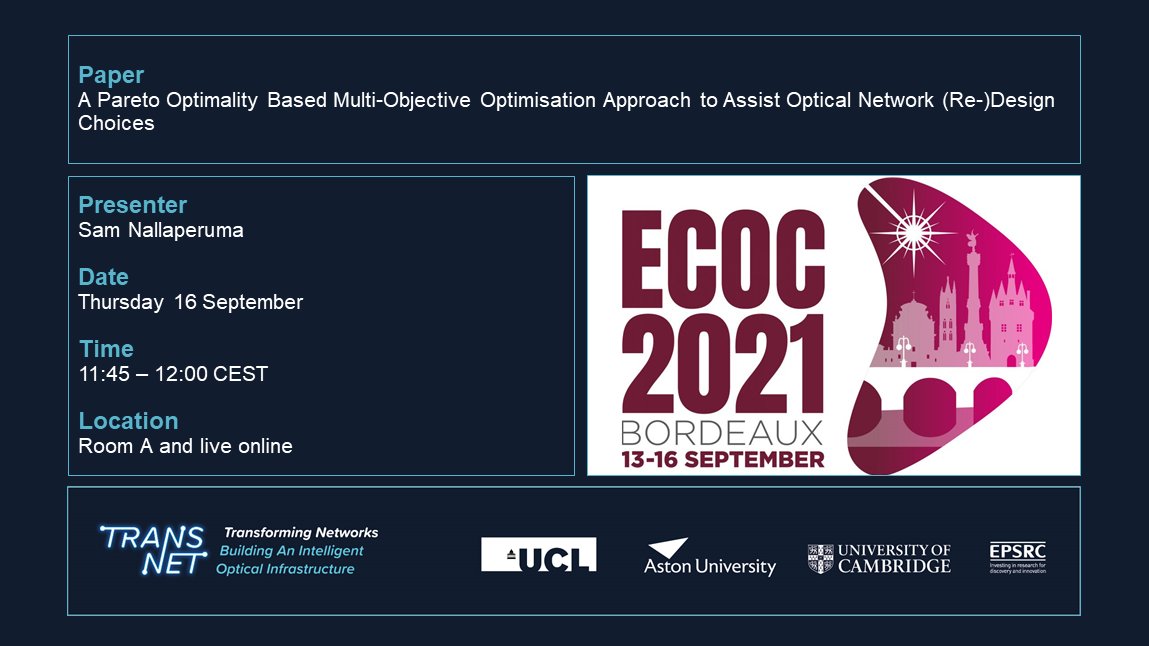 transnet_pgm's tweet photo. #TransnetPgm research fellow Sam Nallaperuma @sam123sam_, from our @Cambridge_Eng site, is presenting a paper @ECOC_Conference now! #ECOC2021 #opticalnetworks https://t.co/7yXGpmKbfD