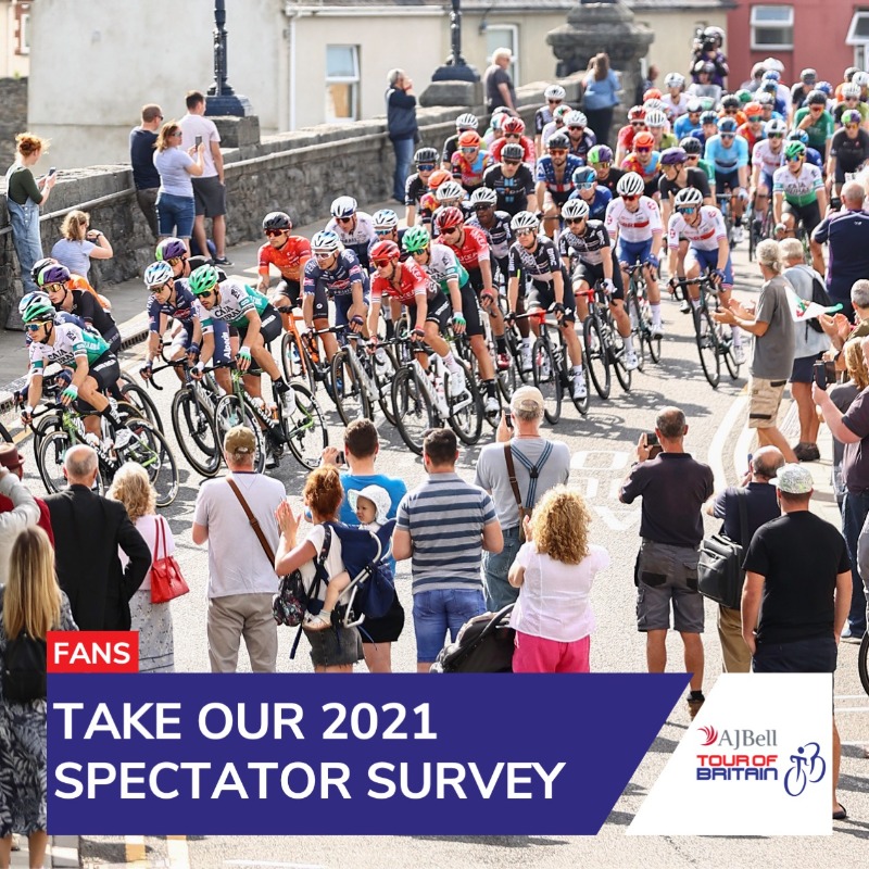 TourofBritain's tweet photo. AJ Bell Tour of Britain 🇬🇧 fans: we need you!

By completing our short spectator survey you'll help secure the future of the race and other cycling events in the UK. 

#TourOfBritain 🔴🔵⚪