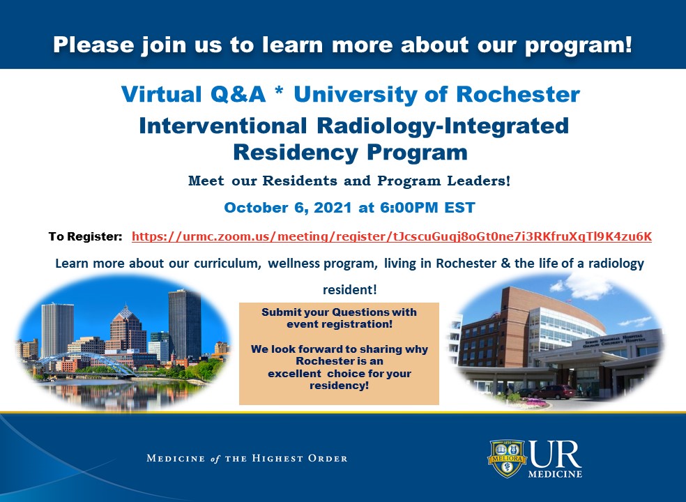 Residents: get to know our program at a virtual Q&amp;A! October 6th at 6pm. Link to register -  urmc.zoom.us/meeting/regist…