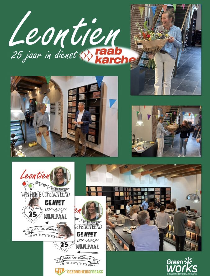 Vandaag vieren we het 25 jarig dienstverband van onze topper en Greenworks collega Leontien. Geniet van deze bijzondere dag🥳