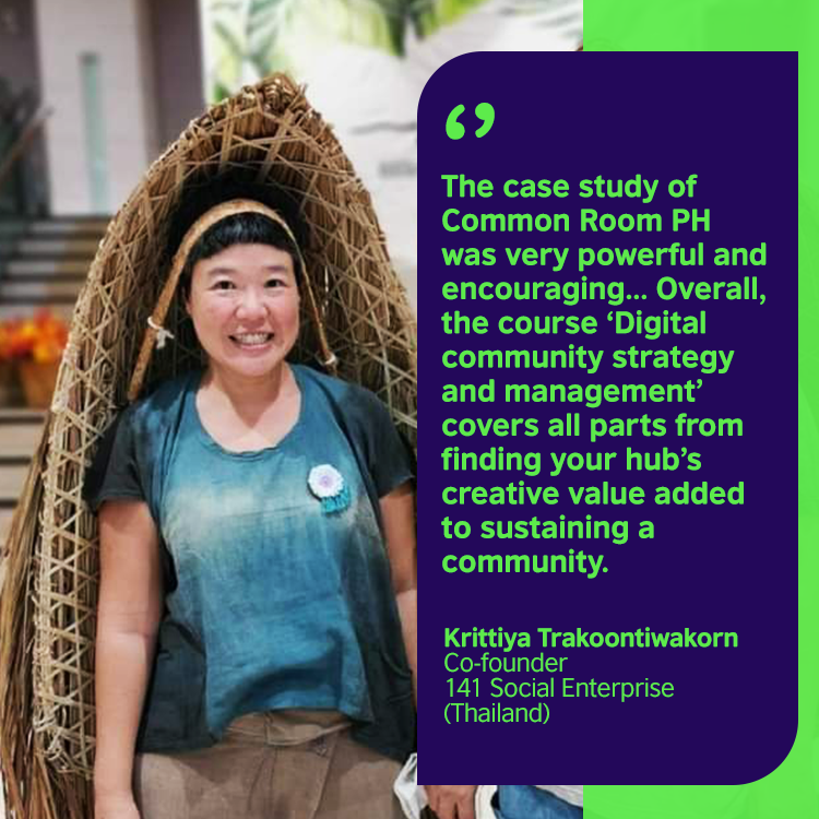 idBritish's tweet photo. Learn how to maintain your community online through #CreativeCommunitiesLearningLab. Register and take the course: https://t.co/UJXlj7ruVJ Shout out to 141 Social Enterprise Co-founder Krittiya Trakoontiwakorn for sharing her review 🥰. #HybridCommunities https://t.co/CIdoA20w6u