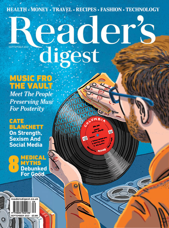 My illustration for the September cover of <a href="/readersdigestUK/">Reader’s Digest</a> on the music archivists saving and restoring old format music #editorialillustration #magazineillustration #illustration #Illustrator