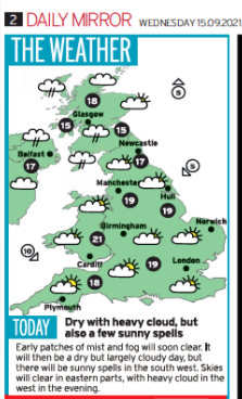 pressgazette's tweet photo. Mirror renames daily weather section Weather &amp; Climate (pics show new look vs yesterday). @MirrorAlison says: "We all know how Brits love to talk about the weather- now, unfortunately, climate change is a part of that conversation.” Today is also the annual Mirror climate issue https://t.co/K25uPZqu7A