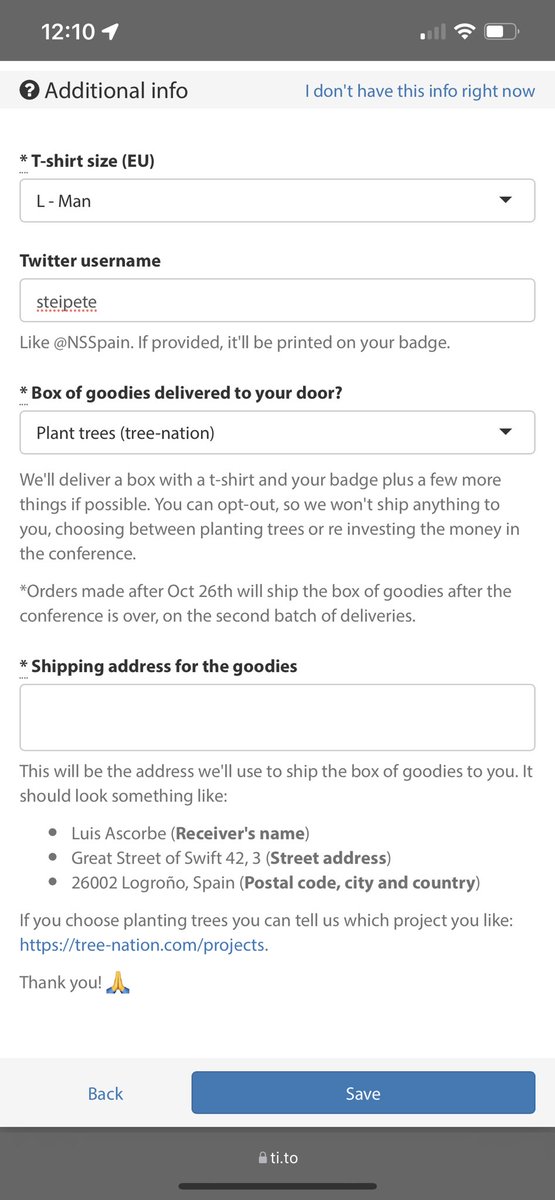Every conference should have a „Plant Trees“ option. I don‘t need yet another tech shirt. <a href="/NSSpain/">NSSpain XIII</a> 👏👏