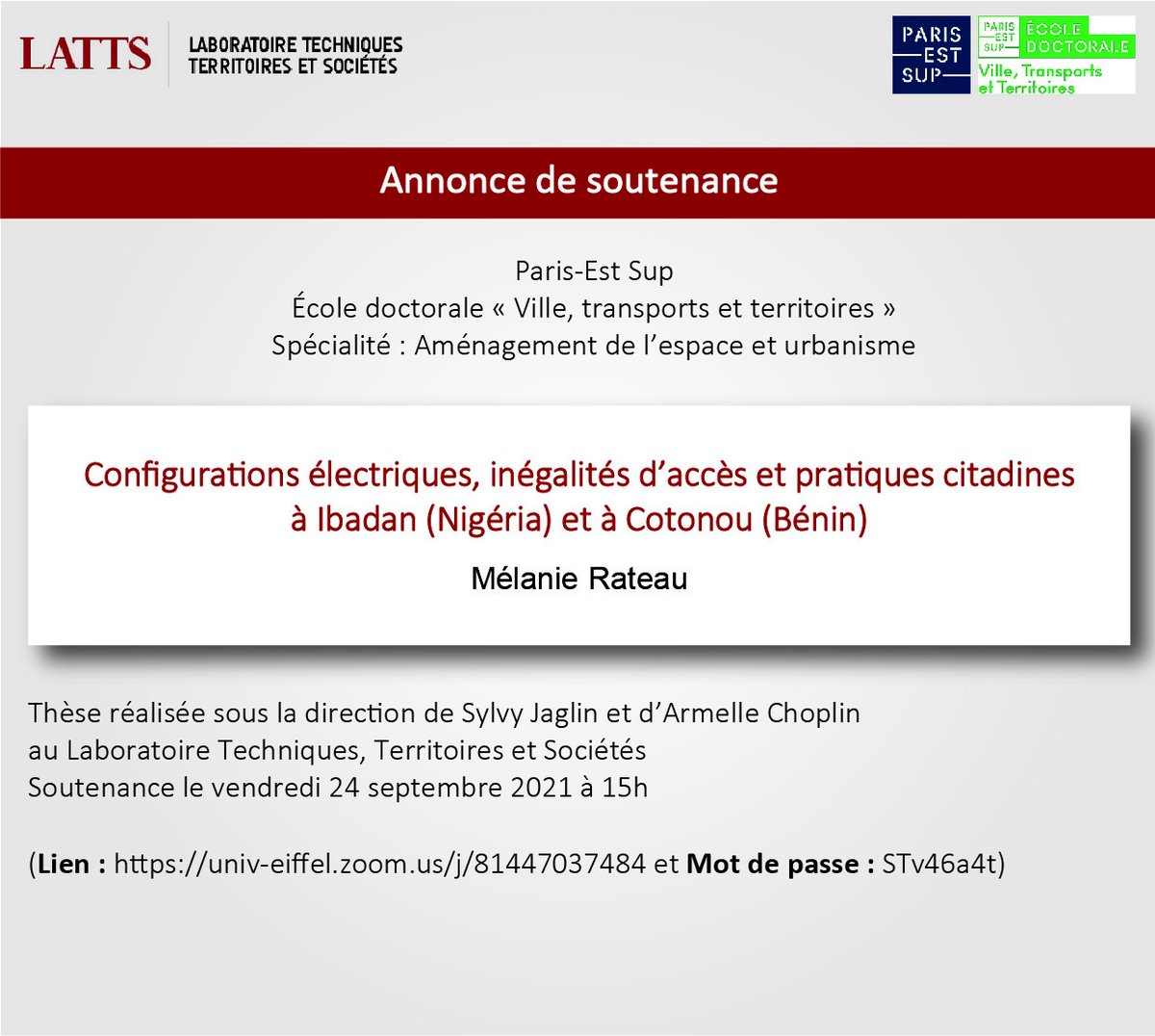 RateauMelanie's tweet photo. Soutenance de thèse de Mélanie Rateau le vendredi 24 septembre à 15h en ligne
https://t.co/Ytyi2qJmlz https://t.co/wG0A5nn09c