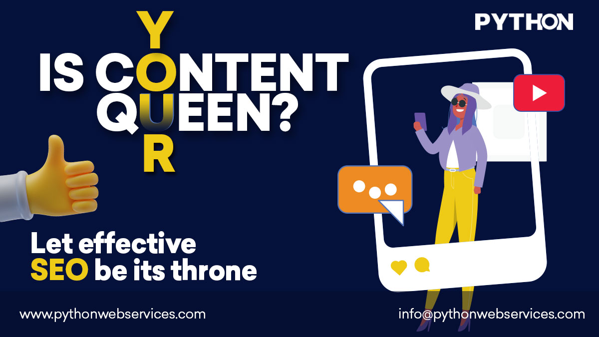 pythonwebservic's tweet image. Keep your content good and let your SEO Make the noise.
Content is the #Queen in SEO.
For more details click: pythonwebservices.com/guest-posting.…
#pythonwebservicesindia #pythonwebservices #seo #contentmarketing #contentcreator #design #seoservices #seocompany