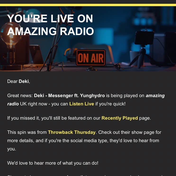 dextabrown's tweet photo. @amazingradio thanks for the spin https://t.co/Nujea271Yf