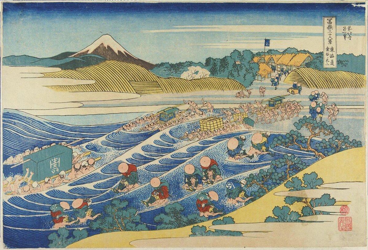 V_and_A's tweet photo. A master of Japanese art, Katsushika Hokusai’s ukiyo-e prints are recognised all over the world. The most iconic? ‘Great Wave off the Coast of Kanagawa,’ part of the series, ‘Thirty-Six Views of Mount Fuji.’ 🌊 https://t.co/aJtZdETCL0