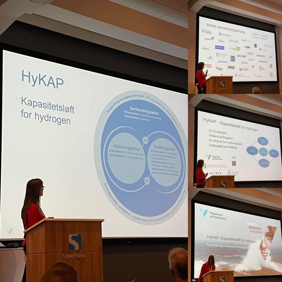 Velaug Myrseth Oltedal fra @hvl_no presenterer søknad om et kapasitetsløft for hydrogen - HyKAP på  #stordkonferansen  - et omfattende regionalt forsknings-, utdannings- og samhandlingsløft! @groanitafflaten @GeirKResaland @AGNaustdal @oyvindberge