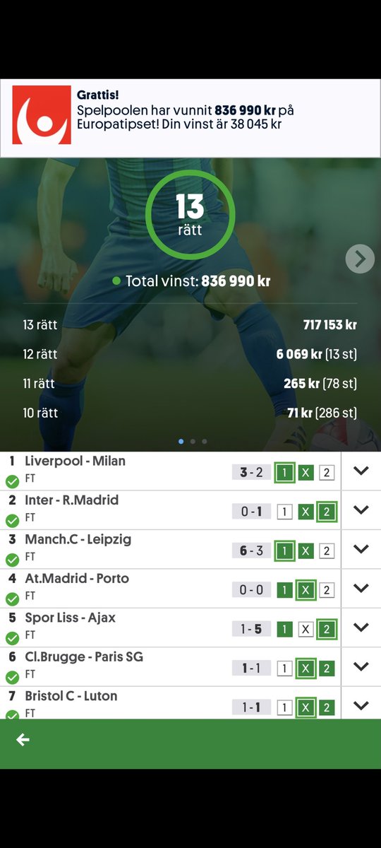 💥 GRATTIS TILL 13 RÄTT PÅ EUROPATIPSET 15/9 💥
📍"Vi som älskar 13 Halv"
📍(8192R/22AND/410KR)