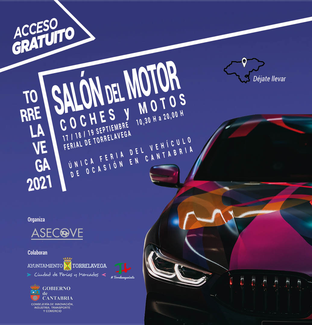 Si estas buscando un coche de ocasión, ¡este fin de semana estas de suerte!

Los días 17,18 y 19 de Septiembre en Horario continuo de 10:30 a 20:00 tendrá lugar el Salón del Motor de Torrelavega

📍 Recinto Ferial de Torrelavega