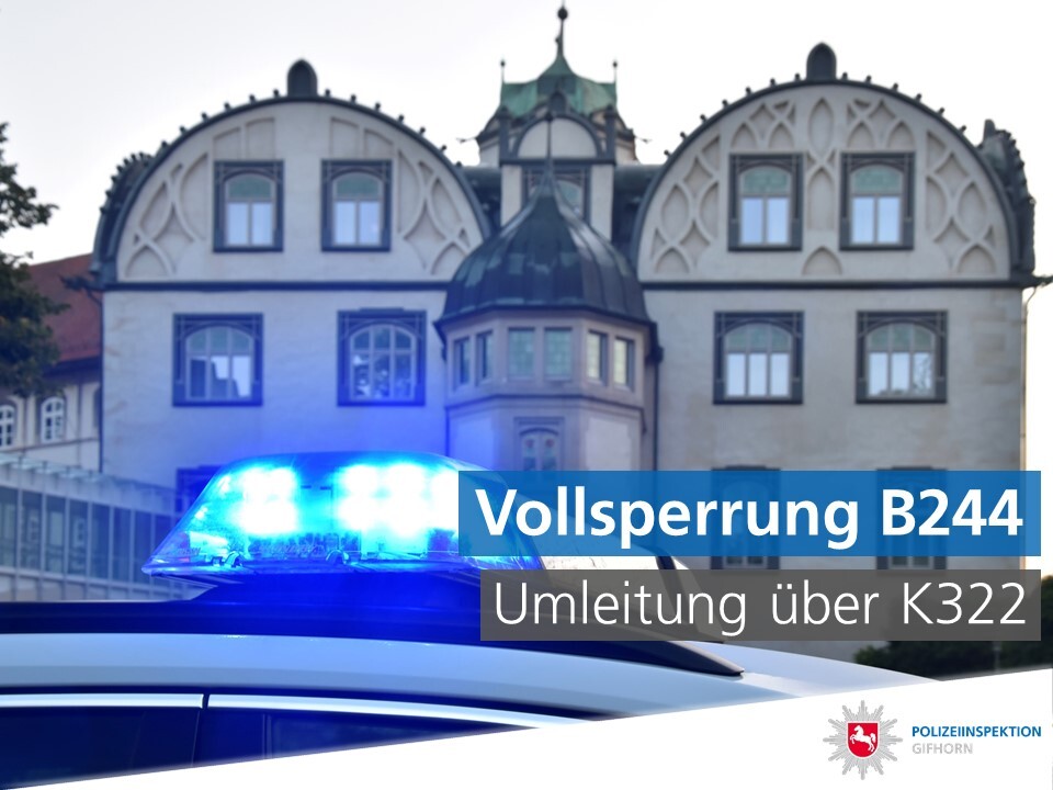 Polizei_GF's tweet photo. ❗ #Vollsperrung ❗
Die #B244 zwischen #Parsau und #Rühen ist aktuell voll gesperrt. 🚧
👉 Bitte nutzt die eingerichtete #Umleitungsstrecke über die #K322 (Ackerende/Giebelstraße). Diese führt östlich an der B244 vorbei.
Wir berichten, wenn die B244 wieder frei ist.
*mcs https://t.co/eEfVwucD4l