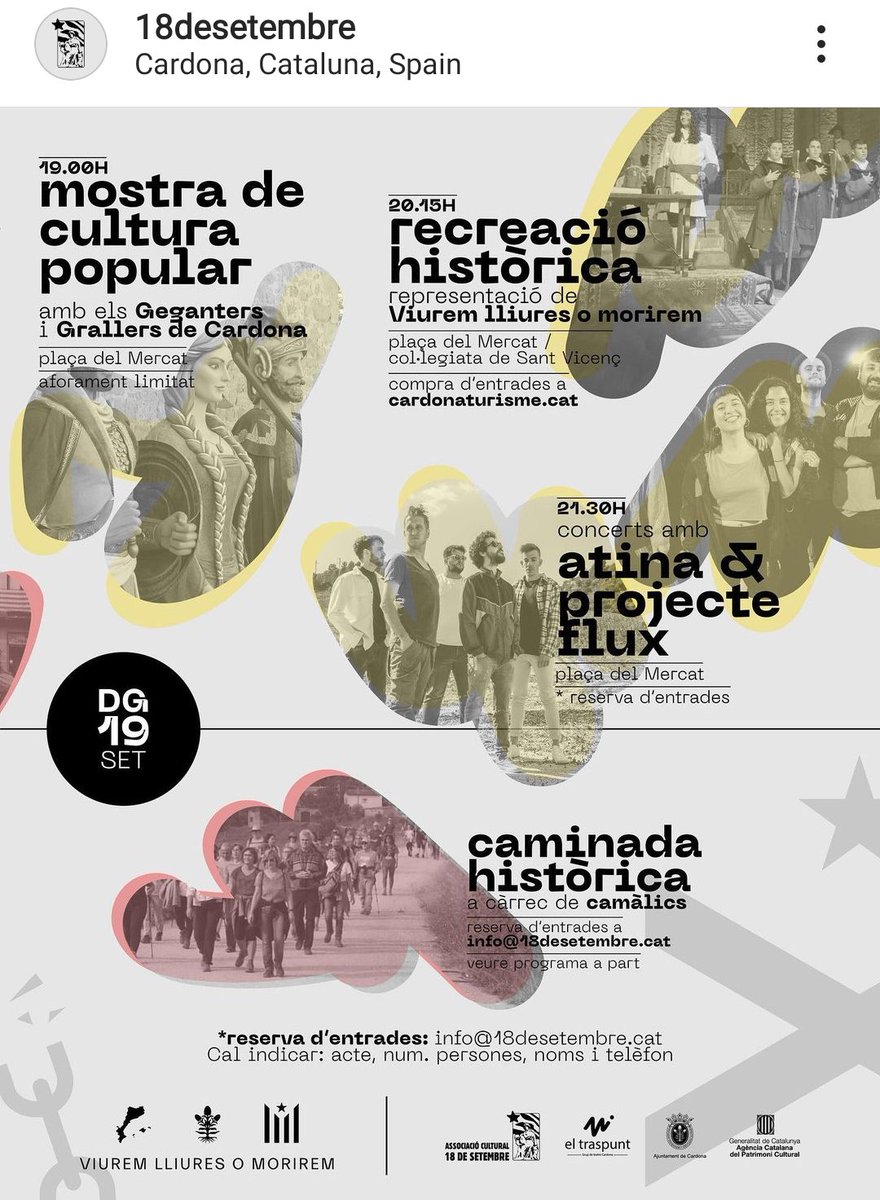 blackaddermad's tweet photo. Cardona va ser el darrer baluard de les llibertats de Catalunya, ja que va capitular el 18 de setembre de 1714, set dies després de la caiguda de Barcelona. L’Aplec de Cardona commemora cada any aquests fets històrics. Les samarretes són 🔝✊ #Viuremlliuresomorirem #18desetembre https://t.co/XdLCOn7Iur