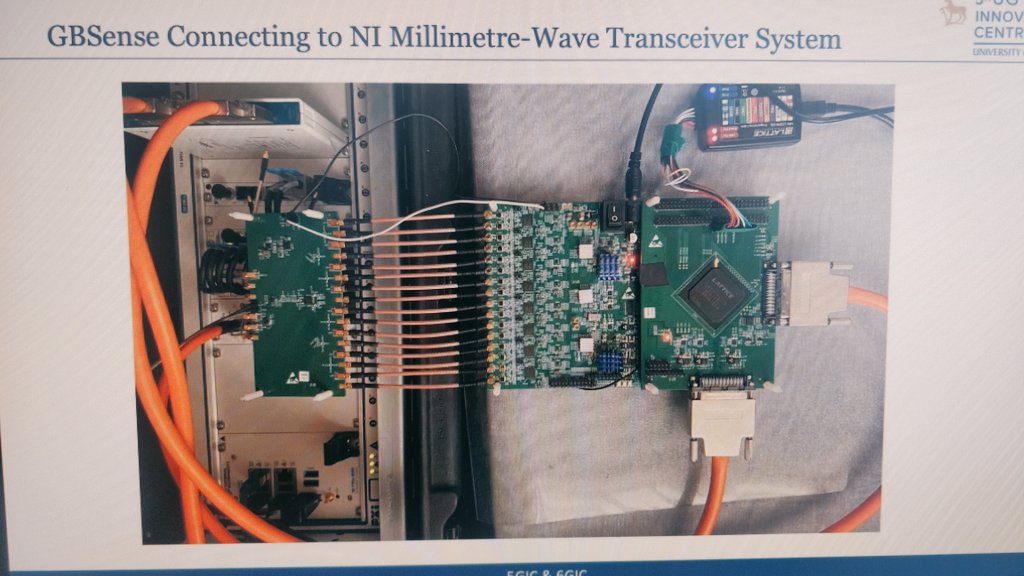 StrathSDR's tweet photo. Yue Gao from @Surrey5GIC is presenting on GHz bandwidth sensing by using clever #subNyquist sampling techniques the team has been exploring in the lab

#RFsampling #SoftwareDefinedRadio #mmWave #GBSense #6GSPFevent #SPF https://t.co/kNPSmWWbuF