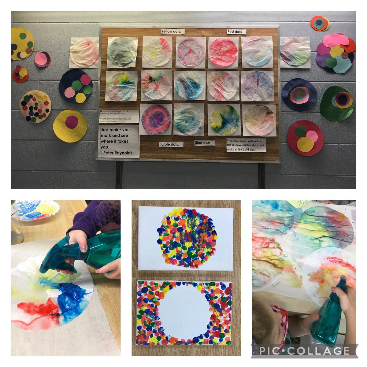 Creativity, courage and collaboration! Our Kindergarten friends at <a href="/WSherwoodFox/">WSherwoodFox</a> celebrated #internationaldotday this week. They had a blast making their mark while learning about mixing primary colours. #getmessy <a href="/TVDSBKinder/">TVDSBKindergarten</a>