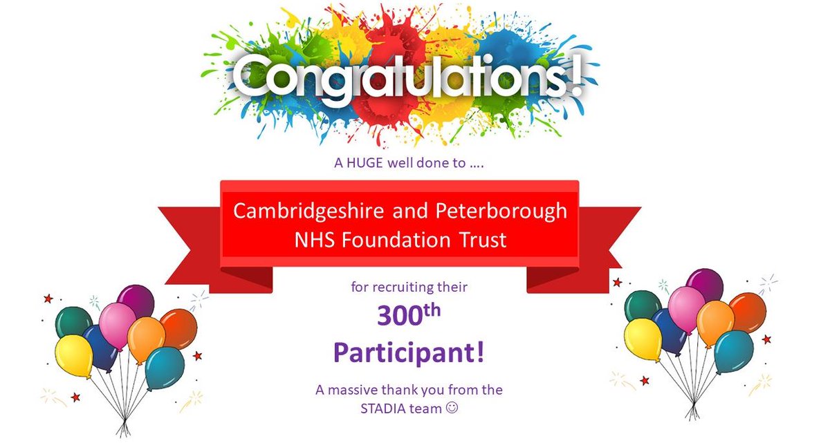 Research at CPFT (@cpft_research) on Twitter photo Well done to <a href="/CPFT_NHS/">CPFT</a> researchers <a href="/EmmaTudor3/">Emma Tudor</a> 🌟<a href="/codie_fahey/">Codie Fahey</a> 🌟 - congratulated by the national STADIA team <a href="/InstituteMH/">The Institute of Mental Health</a> for helping 3⃣0⃣0⃣ people join this study to improve #MentalHealth assessment & diagnosis in #CAMHS.
That's 100 more since June! ➡️ bit.ly/3h5L2XZ Well done to <a href="/CPFT_NHS/">CPFT</a> researchers <a href="/EmmaTudor3/">Emma Tudor</a> 🌟<a href="/codie_fahey/">Codie Fahey</a> 🌟 - congratulated by the national STADIA team <a href="/InstituteMH/">The Institute of Mental Health</a> for helping 3⃣0⃣0⃣ people join this study to improve #MentalHealth assessment & diagnosis in #CAMHS.
That's 100 more since June! ➡️ bit.ly/3h5L2XZ