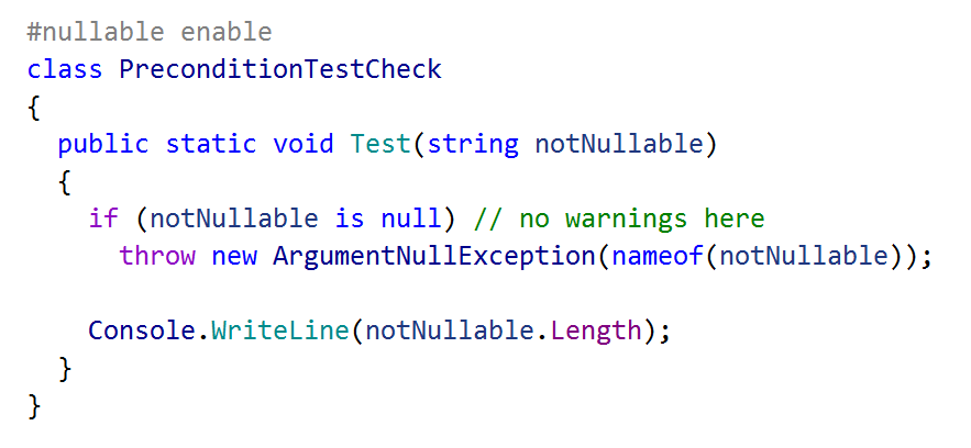 a_tessenr's tweet photo. @stevetalkscode @MadsTorgersen @resharper @billwagner Could you please tell more about the case where you had to use the suppression? I'd be glad to investigate the false positive but ReSharper recognizes code invariant checks like the one recommended above and doesn't flag them. Perhaps the original scenario was a bit more complex? https://t.co/43Bz8e2pnL