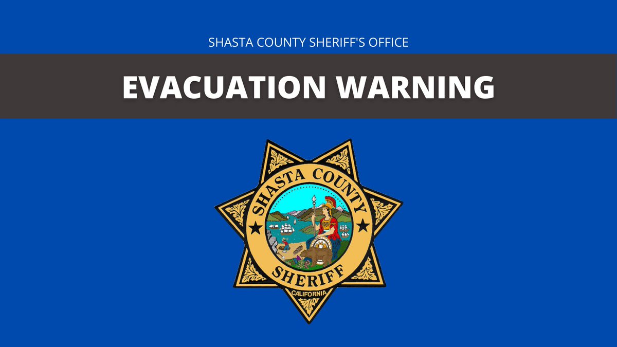 #FawnFire The Shasta County Sheriff's Office has issued an evacuation warning for all roads on the west side of interstate 5 west to the railroad tracks and on the north side of Shasta Dam Boulevard north to Old Oregon trail. <a href="/CALFIRESHU/">CAL FIRE Shasta-Trinity Unit/Shasta County FD</a> <a href="/ReddingPolice/">Redding Police Dept. 🚔</a>