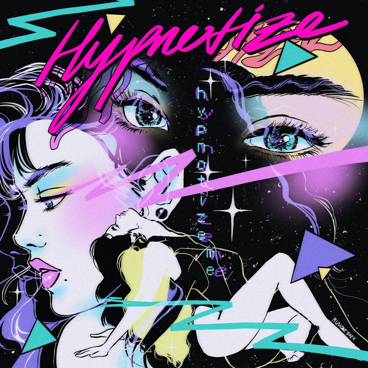 Mizucatofficial's tweet photo. Hypnotize Remix Cover Artwork for @betamaxx and @fmattack 
Such a honor to work for you guys and for Betamaxx again 💜 I'm really happy with the result. ☺️
#synthwave #synthpop #80sart #90sart #patricknagel #retro #retrowave #outrun #80s #90s #mizucat #fmattack #betamaxx https://t.co/nLc5YRCWL4