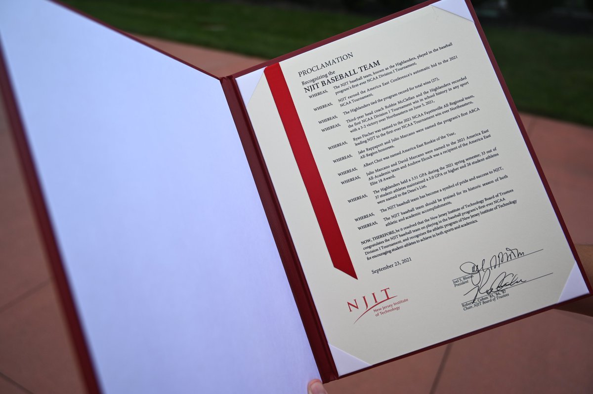 NJTechBaseball's tweet image. Highlanders Honored by @NJIT Board of Trustees for Historic Season!

📰| njithighlanders.com/news/2021/9/23…
