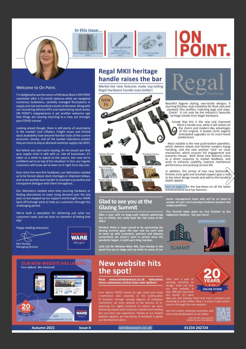 Have you read our latest newsletter, ON POINT? If not, here’s a link to the exciting updates, new products, and latest news from <a href="/WindowWare/">Window Ware</a>
