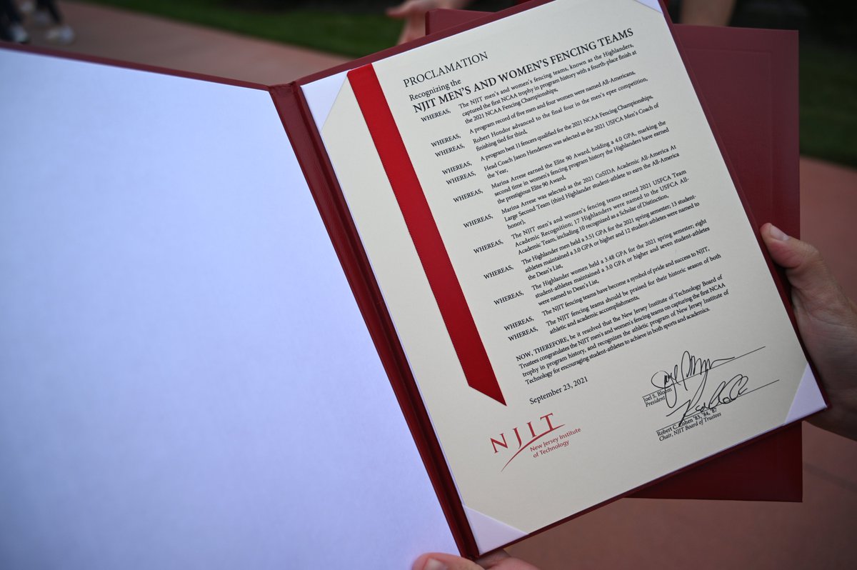 njitfencing's tweet image. Fencing Teams Recognized by @NJIT Board of Trustees for 4th-Place Finish at 2021 NCAA Fencing Championships.

🗞️ | bit.ly/3o5USNs