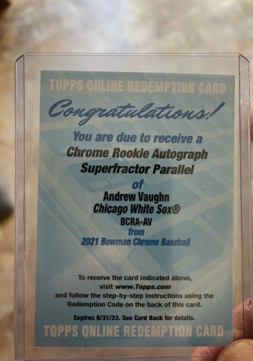 PeninsulaSC's tweet image. Monster hit! ⁦@Topps⁩ ⁦@BowmanCards⁩ 2021 Bowman Chrome Andrew Vaughn Superfractor Auto! ⁦@SHOWYOURHITS⁩ #mlb #whitesox #collect #superfractor