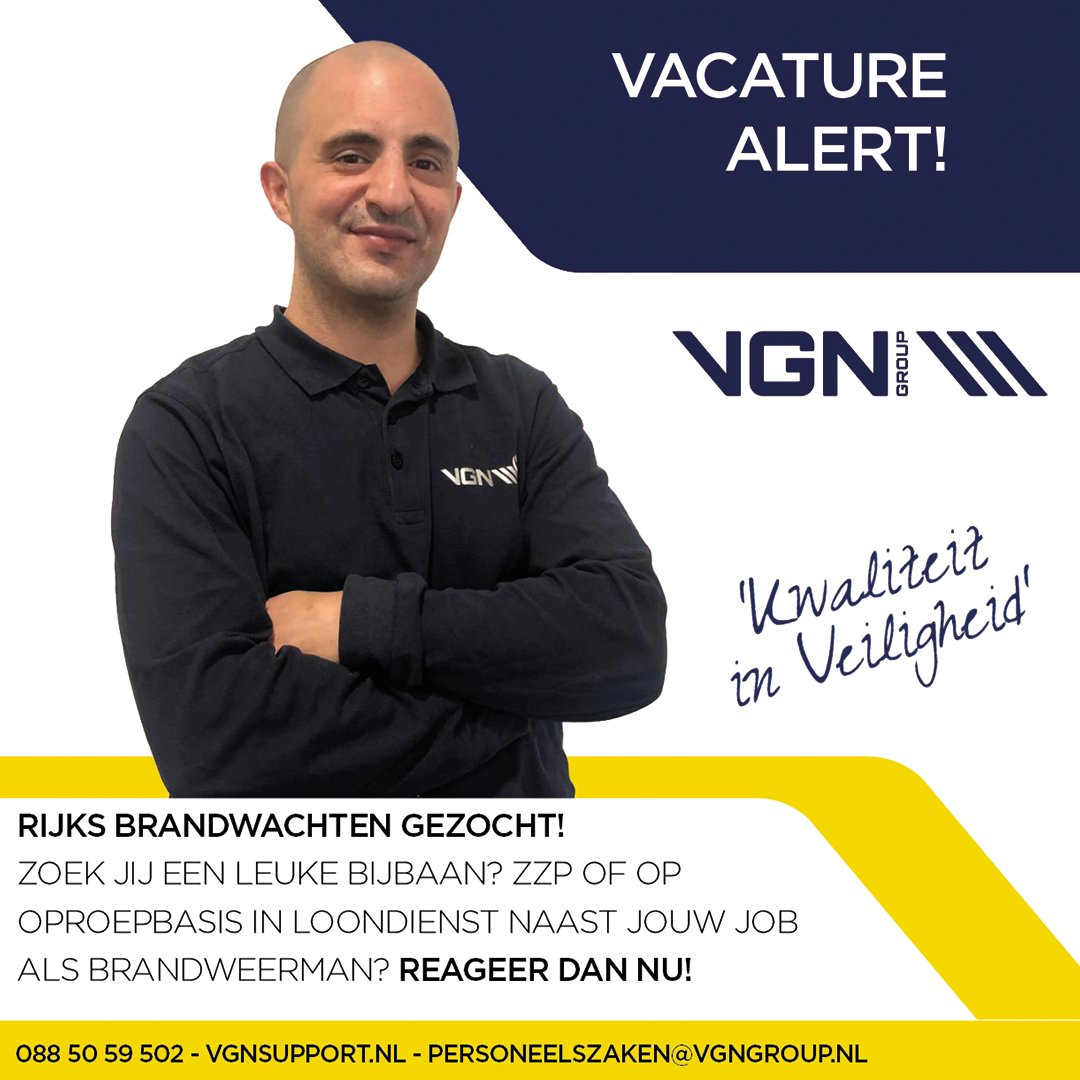 Rijks brandwachten gezocht! Zzp of op 
oproepbasis in loondienst naast jouw job als brandweerman? Reageer dan nu!

#safety #veiligheid #kwaliteitinveiligheid #brandwacht #mvk #hvk #veiligheidskundige #beveiliging #eventbeveiliging #verkeersregelaars #vgngroup #vgnsupport