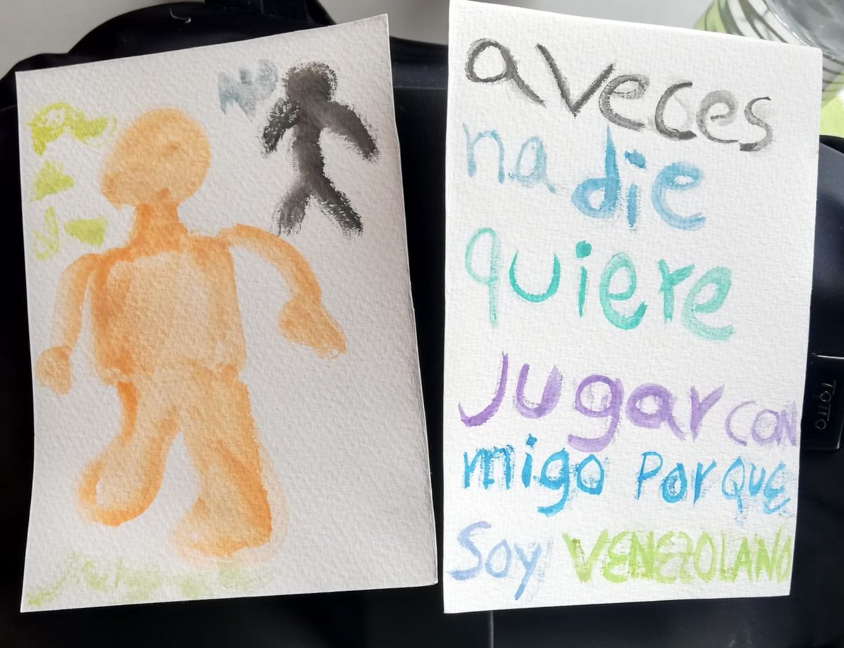 Antequerajose's tweet photo. Hoy hicimos un taller en un colegio de Ciudad Bolívar y una de las dinámicas era preguntarnos sobre lo injusto. Un niño dibujó este monumento a la injusticia y a la tristeza. Dibujó y habló porque resiste en una ciudad que le debe sus colores a los éxodos que la atraviesan. https://t.co/tXxSGDL86E