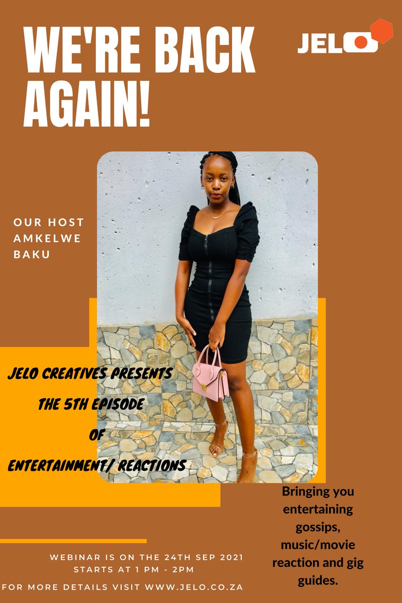 JELOcreatives's tweet photo. Another episode to kickstart your Weekend. Do join us on the 24th of September for our weekly dose of the most trendy, fun and fascinating discussions from 1pm-2pm. You do not want to experience the FOMO.😉
#Jelo
#JeloCreatives
#JeloEntertainment
#JeloReactions https://t.co/HFbEqRaPTz