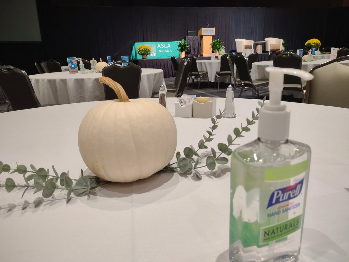 Exhibition Hall A at the Grand Wayne Center has been transformed into the Indiana Chapter Annual Meeting Headquarters. We are looking forward to the Walking Tour and Social Hour this evening and classes tomorrow! #inasla2021 #asla