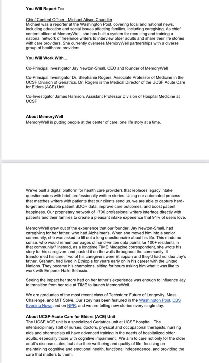 kelslynettford's tweet photo. Any #earlycareer #researchers interested in working for a #DigitalHealth  company? @MemoryWell is looking for someone to lead a Phase 1 SBIR grant - think digital life storytelling for aging adults. https://t.co/9LUoS2bxcu