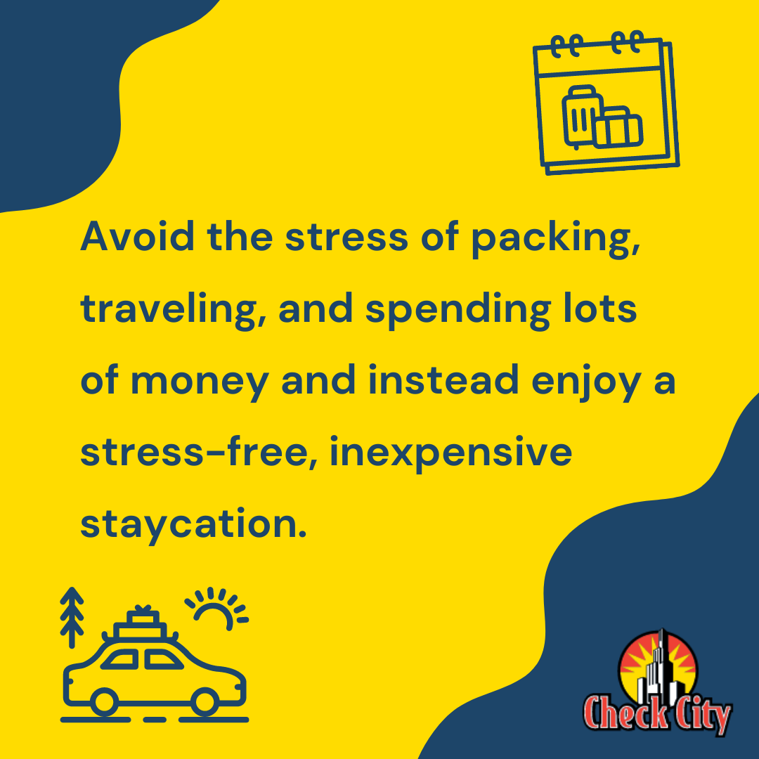 CheckCity's tweet image. Avoid the stress of packing, traveling, and spending lots of money and instead enjoy a stress-free, inexpensive staycation. #checkcity #staycation #howtosave
buff.ly/3CynjaG