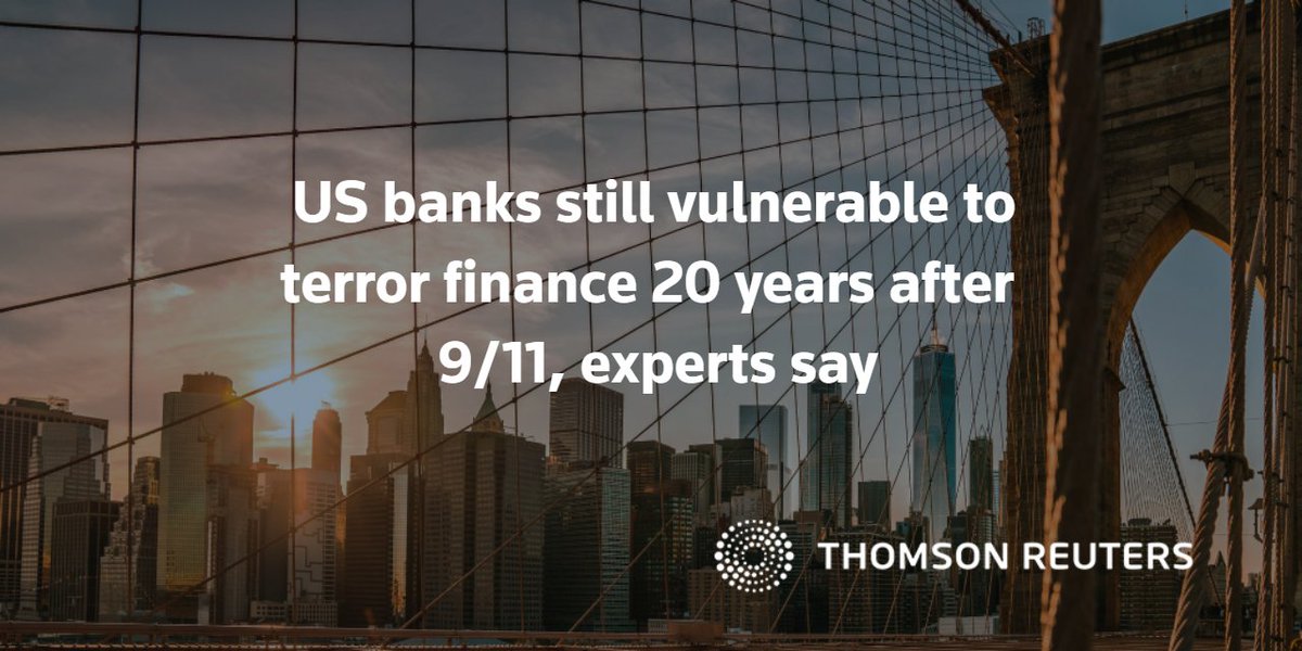 Panelists at a recent webinar discussed how US banks are still vulnerable to the threat of terror financing and illicit money laundering even two decades after 9/11.

Read more in this latest article here > thomsonreuters.com/en-us/posts/in…

#cyberattacks #terroristfinancing #AML