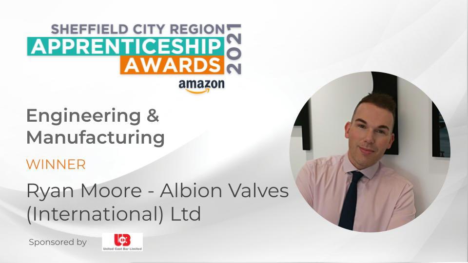 SheffieldStar's tweet photo. The Engineering & Manufacturing Apprentice of the Year award goes to Ryan Moore.
Ryan has many yearβs experience in the export market and is the export manager at Albion Valves international Ltd. https://t.co/wPQUYB4vkE