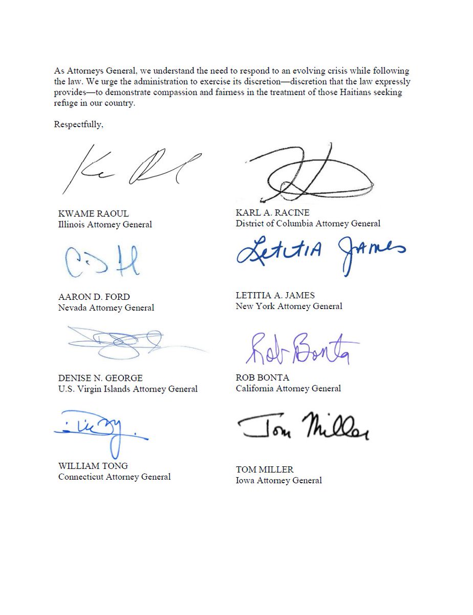 AGHealeyArchive's tweet photo. The mistreatment of Haitian refugees is unacceptable. I’ve joined 17 of my AG colleagues calling on the Biden Administration to ensure that those fleeing the crisis in Haiti be treated with compassion, receive due process, and be considered for humanitarian assistance. https://t.co/pk4EdCg1th