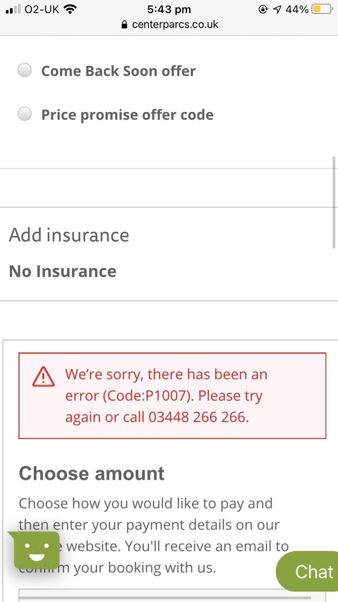 vsmith9618's tweet photo. @CenterParcsUK @CP_UK_Elveden trying to book our break and keep getting this error message. Tried to call but now the call center is closed 😠 please help https://t.co/7NgWOzSqPn
