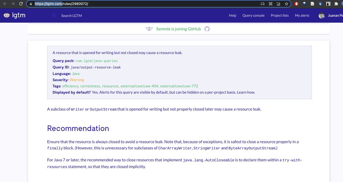 juanan's tweet image. #learning #codeql #SoftEng #bugs #OSS #coffee