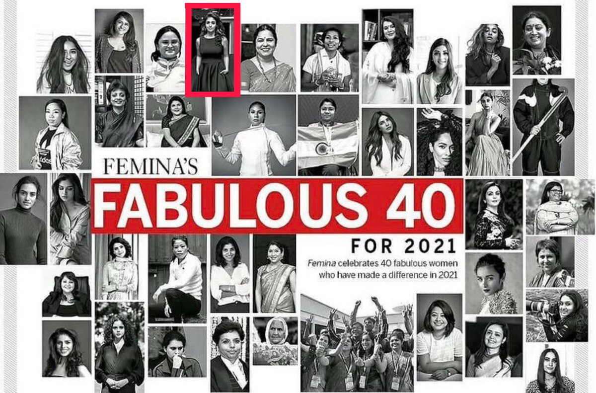Thalaivi features in the #FeminaFab40 ❤✨

Queen is the only actress who represents the south industries and the only filmstar in the list without any official presence on social media 👑

#LadySuperstar #Nayanthara #ladysuperstarnayanthara