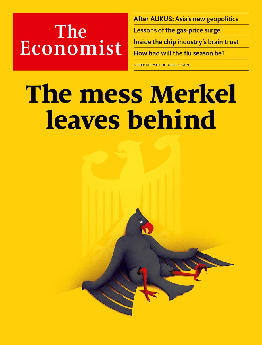 TheEconomist's tweet photo. The CDU/CSU has blown it. We would prefer the Social Democratic Party to lead Germany’s next coalition. One of our two covers this week #BTW21 https://t.co/vIwMX2winc https://t.co/YlMI0DbdOF