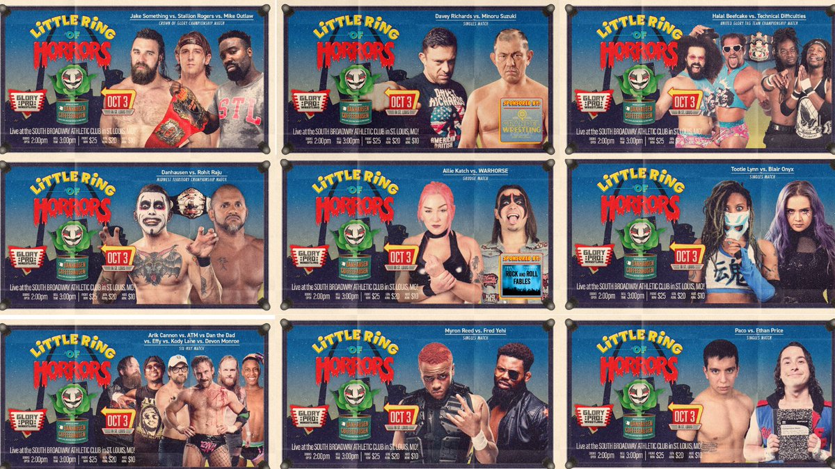WeAreGloryPro's tweet photo. A little over a week away from the biggest card in company history 10/3 at the SBAC
@suzuki_D_minoru vs @RichardsWesley
@TheReal_MOutlaw vs @JakeSomething_ vs @CamronCRogers
@AllieKATCH vs @JPWARHORSE
@HakimZane vs @DanhausenAD and so much more
Tickets are almost gone! https://t.co/GHimtlrkw7