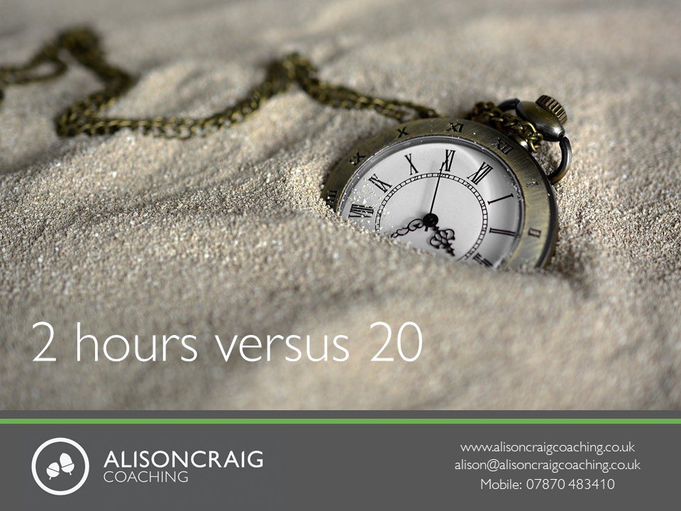 ACraigCoaching's tweet photo. ⏳ Want to gain back time?

Caught up with one of our #Leadership Essentials #training participants last week who was very happy to have only worked 2-3 hours of their 2 Wk hols, rather than 20-30 hrs in the past. 

Target - zero, but what a great improvement 🏆

#Wellbeing https://t.co/9CKrllA4dS