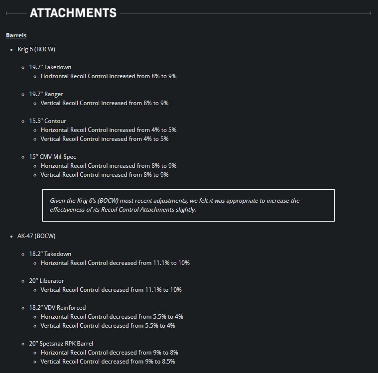 Image describes Attachment adjustments coming to Warzone in today's update.